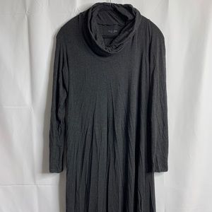 Eileen Fisher Cowl Neck Stretchy Midi Dress Dark L